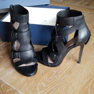 Black leather heels